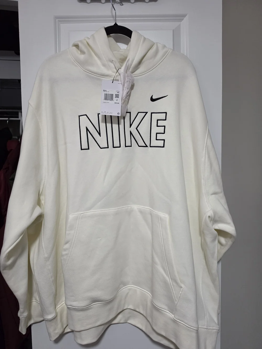 Nike Men’s Cream Hoodie with Black NIKE Chest Logo